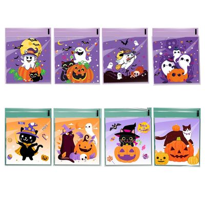 Colodeol 200 PCS Small Halloween Cellophane Treat Bags,Clear Self Adhesive Candy Bags,Plastic Cookie Bags for Trick or Treat, Halloween Goodie Bags for Party Favor Supplies