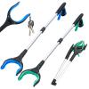 2-Pack Grabber Reacher Tool,32 Inch Extra Long Foldable Pick Up Stick with Strong Grip Magnetic,360Rotating Anti-Slip Jaw,Trash Claw Grabber Tool,Trash Picker Tool for Outdoor & Indoor (Blue&Green) view 1