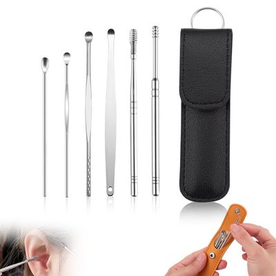 Ear Cleaner for The Whole Family,2024 Upgraded Ear Cleaning Kit Earwax Cleaner Tool Set,Portable Ear Cleaner Earwax Removal Tools with Pu Leather Case for Home Traveling (A)