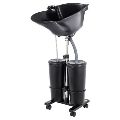 Portable Shampoo Sink, Dual 2.64 Gal Buckets, Electric Pump, Rolling Base