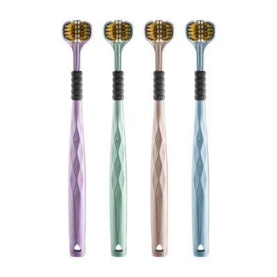 1/4 Pieces Three Sided Toothbrush Autism/Sensory Toothbrush Bristle Travel Toothbrush for Adults Complete Teeth Gum Care Pretty Good Angle Clean Each Tooth, Soft and Gentle 4pcs