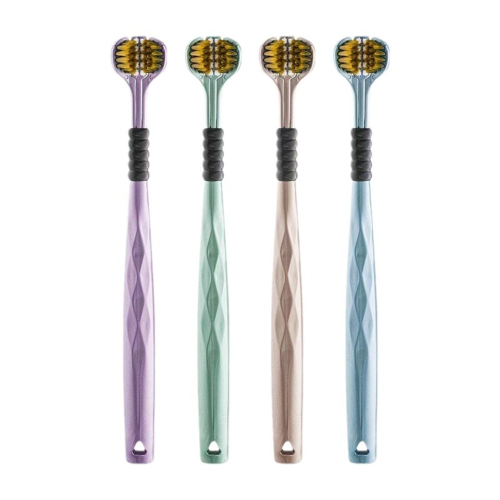 1/4 Pieces Three Sided Toothbrush Autism/Sensory Toothbrush Bristle Travel Toothbrush for Adults Complete Teeth Gum Care Pretty Good Angle Clean Each Tooth, Soft and Gentle 4pcs