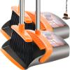 2-Pack is More economical,Upgraded Broom and Dustpan,with 52" Long Handle, Dustpan Teeth with self-Cleaning Function, Indoor and Outdoor Sweeping, Perfect for Home Office (Large Size/Orange /2-Pack) view 1