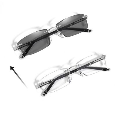 GSKDZG Rimless Reading Glasses Photochromic Sunglasses For Men Computer Readers +2.0 +2.5 Lightweight Comfortable(+2.5)