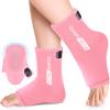 Comfitech Ankle Ice Pack Wrap Sleeve with Large Opening, Reusable Gel Cold Pad for Foot and Heel, Large, 2 Packs, Pink view 1