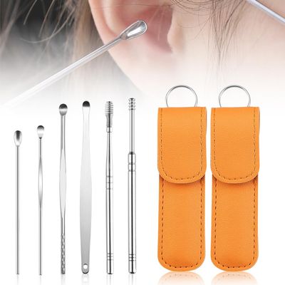 Ear Cleaner for The Whole Family,2024 Upgraded Ear Cleaning Kit Earwax Cleaner Tool Set,Portable Ear Cleaner Earwax Removal Tools with Pu Leather Case for Home Traveling (D-2PC)