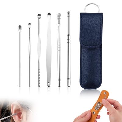 Ear Cleaner for The Whole Family,2024 Upgraded Ear Cleaning Kit Earwax Cleaner Tool Set,Portable Ear Cleaner Earwax Removal Tools with Pu Leather Case for Home Traveling (B)