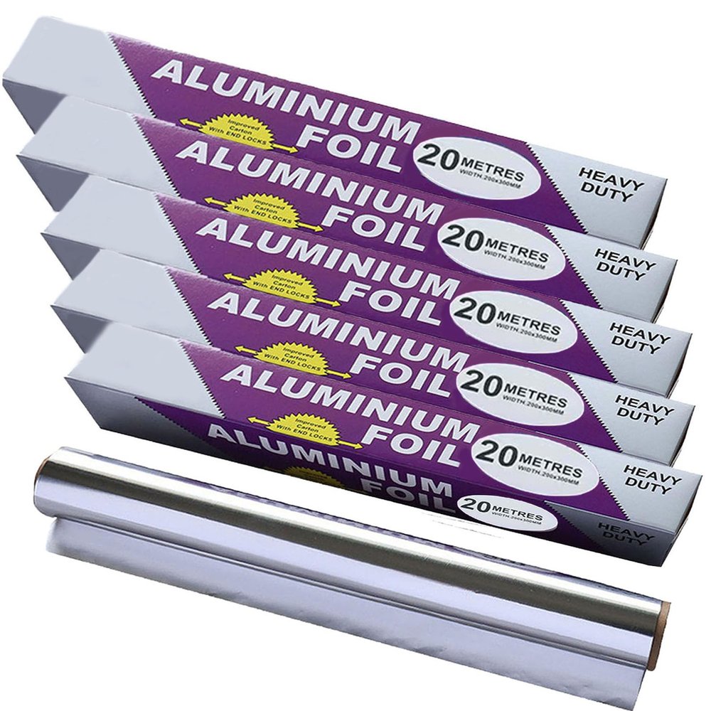 5-Pack Heavy Duty Grilling Aluminum Foil  Baking Foil Paper, Sheets for Food Tinfoil Roll,High-Temperature Resistant for Home Cooking,Hair Foils(Heavy-30CM*20M*15um)