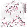 100 Pcs Floral Cherry Blossoms Cocktail Beverage Napkins Pink Cherries Blossom Flowers Disposable Paper Dessert Napkin Spring Birthday Party Supplies view 3