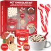 Hot Chocolate Kit, Premium Holiday Hot Cocoa Gift Sets With Hot Chocolate Packet, Edible Gingerbread House, Dunker Cookies, and Peppermint Candy Cane Spoons Gift view 1