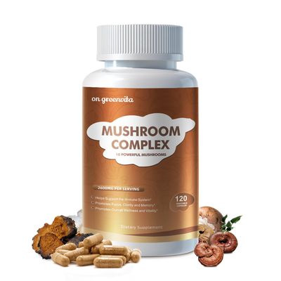 Mushroom Complex Supplement 2600mg, 120 Capsules - 10 Mushrooms Blend - Reishi, Lions Mane, Cordyceps, Chaga, Turkey Tail, Maitake, Shiitake, Oyster Nootropic Complex - Brain, Energy, Focus Pills