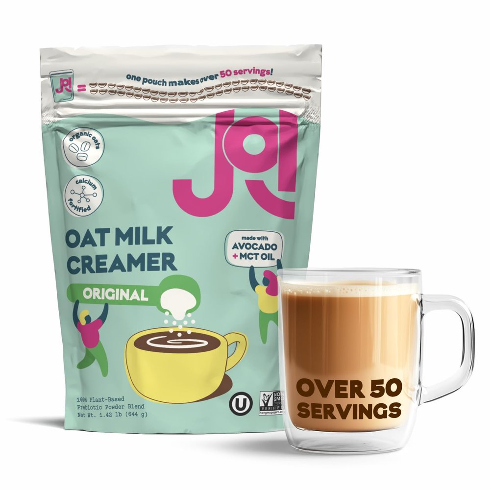 JOI Instant Oat Milk Creamer Pouch - Makes 32 servings - Vegan, Kosher, Shelf-Stable, and Gluten-Free - Use for Coffee Creamer, Add to Smoothies & Tea or Make Your Own Oat Milk Creamer. Prebiotic, Superfood, Shelf-Stable, Barista, Fortified with Calc