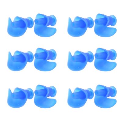 Akozon Blue Silicone Swimming Earplugs, 6 Pairs and Dust Proof Professional Swimming Accessories Suitable for Adults Diving and Water Sports (Blue)