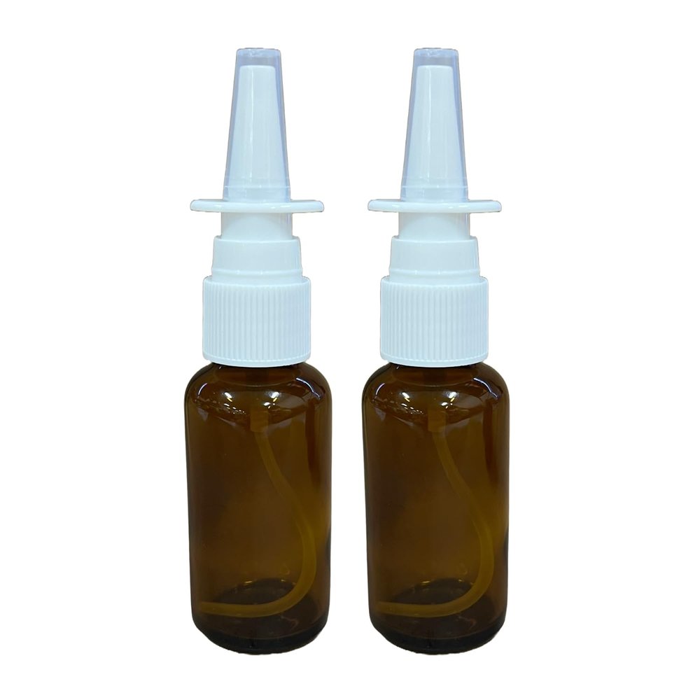 ADVANCED ASCENT Amber Glass 1 oz Nasal Sprayer! EMPTY, Refillable, Travel Sized, Quality Glass for Saline Applications! (2 Pack)