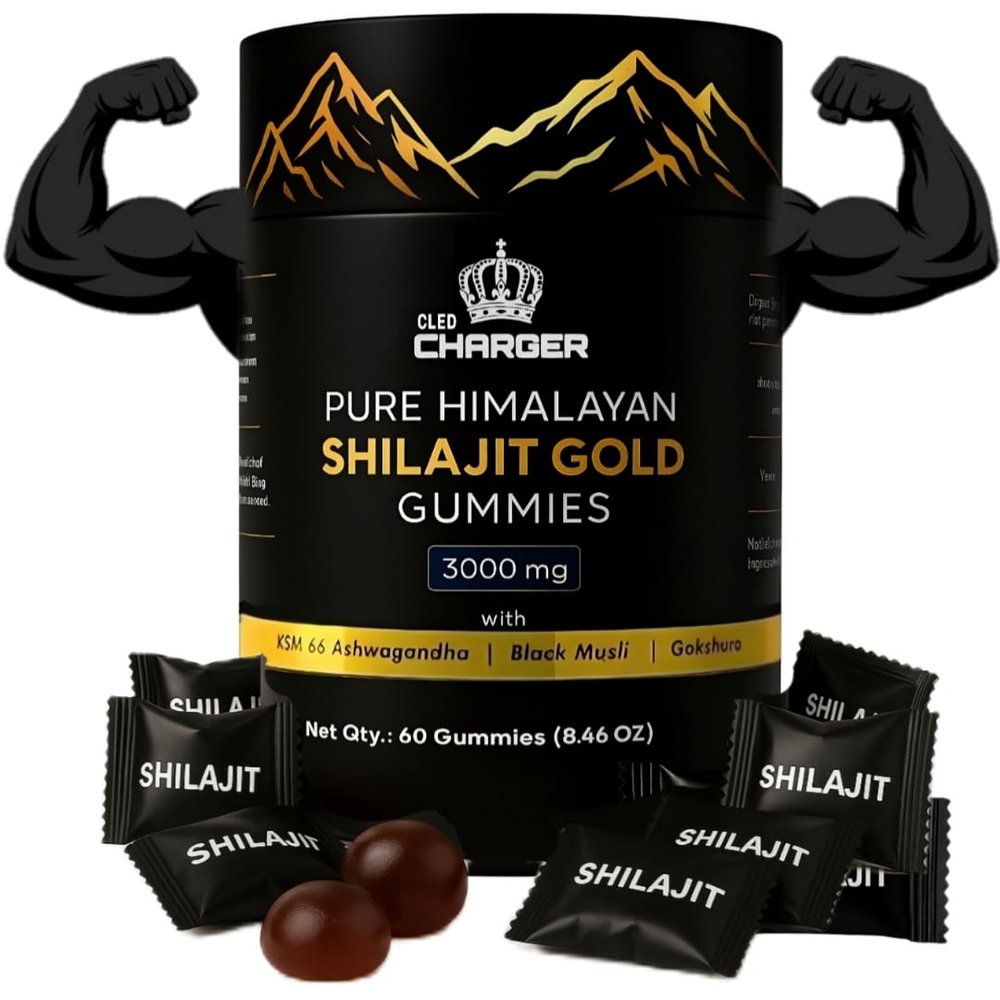 Shilajit Gummies for Men & Women | 3000mg Pure Organic Himalayan Shilajit with Ashwagandha Gokshura | Non-GMO, No Added Sugar | 85+ Trace Minerals & Fulvic Acid | 60 Gummies