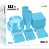 182 Pcs Light Blue Plastic Plates For Party, Light Blue Disposable Plates Set, 26 Of Each 9" Dinner Plate Set, 7" Dessert Plate, Cups, Napkins & Cutlery Plastic Dinnerware Exquisite view 1