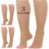 (3 Pack) Sheer Compression Socks for Women 20-30mmHg Open Toe - Toeless Womens Knee Highs Support Stockings for Circulation, Swelling, Varicose Veins - Beige, X-Large - A416 view 1