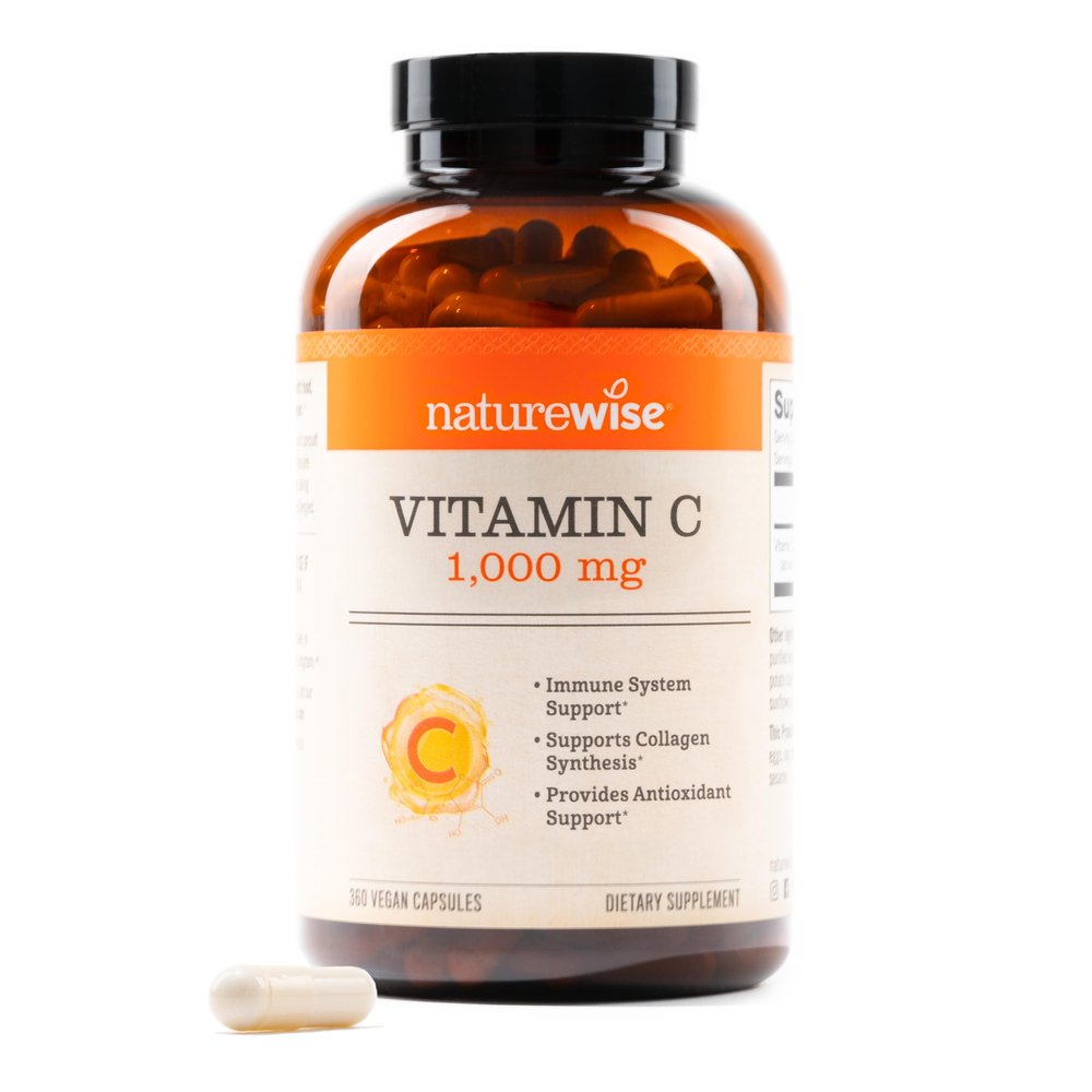 NatureWise Vitamin C 1000mg Capsules - Extra Strength Vegan Vitamin C for Daily Antioxidant & Immune Support - Non-GMO, USA Manufactured - 360 Capsules[360-Day Supply]