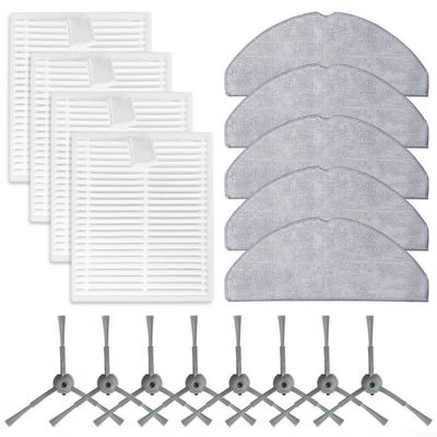 17 Pcs Replacement Parts Filters Mop for PADS Side Brush For Lubluelu for L20, For Honiture V8 Pro Vacuum Cleaner, Side Brush Filter Mop Cloth Pad Kit (4 Filters + 5 Mop for PADS + 8 Side Brushes)