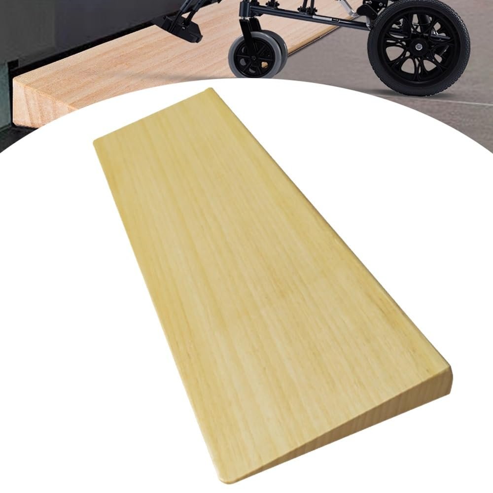 BERWDUXA Solid Wood Threshold Ramps 2/5''- 4/5'' Doorway Transition Strip, Lightweight Portable Curb Ramps, Non-Slip Wheelchair Ramp, for Indoor Bathroom Steps(50x5x1cm)