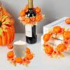 4 PCS Fall Candle Wreaths, Artificial Candle Wreaths with Maple Leaves, Thanksgiving Candle Rings, Fall Pumpkin Candle Rings, Mini Wreaths for Thanksgiving Harvest Tabletop Party view 4