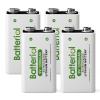 Batteriol 9V Lithium Batteries, 1200mAh Lithium 9 Volt Batteries, 10 Year Shelf Life, Long-Lasting Power for Smoke Detector, Microphone and Walkie Talkie, Non-Rechargeable 4 Pack view 1