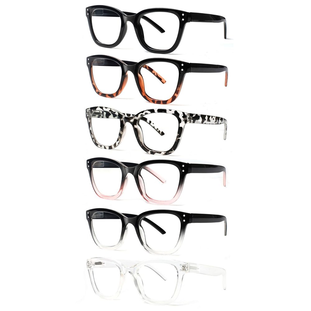 JOSCHOO Reading Glasses 6 Pack Blue Light Blocking Readers Spring Hinge Glasses for Reading for Men and Women (6 Mix Clour, 4.5, x)