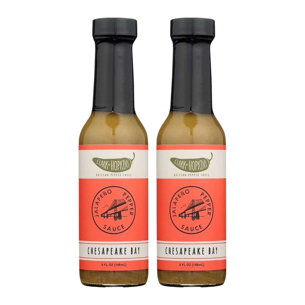 Clark & Hopkins Chesapeake Bay Jalapeno Pepper Sauce, Zesty Pepper Hot Sauce, Ginger, Bay Leaf and Mustard Flavored Sauce, 5 oz (2 Pack)