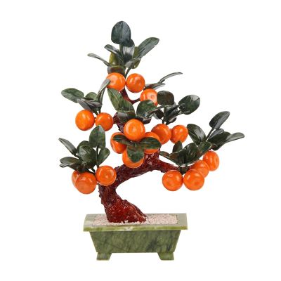 YXIANG56Q Fake Plants Artificial Bonsai Tree Kumquat Tree Potted Plants Home Indoor Decoration Artificial Bonsai Desk Jade Carving Orange Tree Ornaments Bonsai Tree, yuqing2022