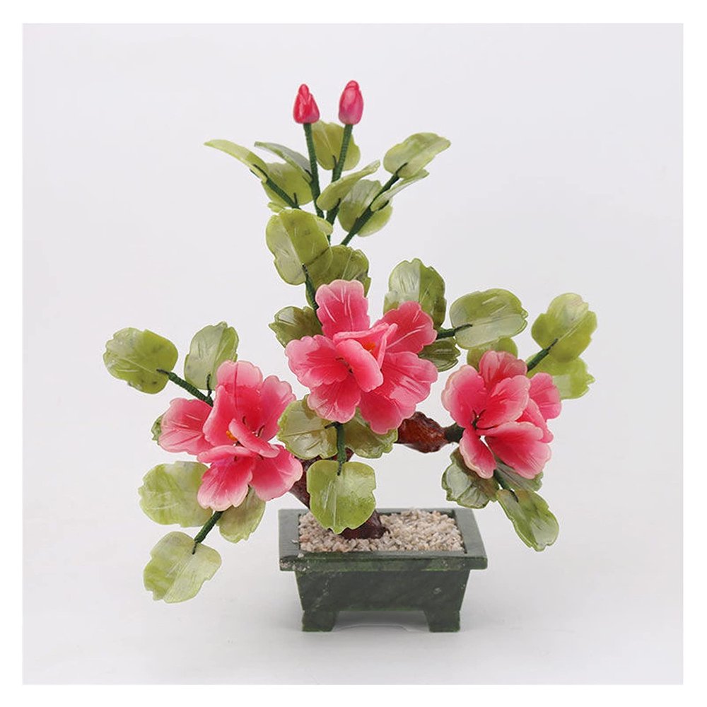 YXIANG56Q Fake Plants Artificial Bonsai Flowers Artificial Flowers Jade Potted Plant Peony Flower Decoration for Home Decor Jade Carving Bonsai Bonsai Tree(A), yuqing2022