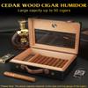 FANKAI Cigar Humidor, Cigar Box with Hygrometer Humidifier and Divider, Glass Top Cedar Wood Storage Case for 30pcs-50pcs Cigars,Travel Cigar Accessories view 3