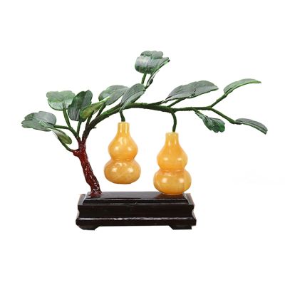 YXIANG56Q Fake Plants Jade Bonsai Money Tree Indoor Feng Shui Gourd Potted Plants Good Luck Bonsai Home Office Decor Good Gifts for Moms and Friends Bonsai Tree(A)
