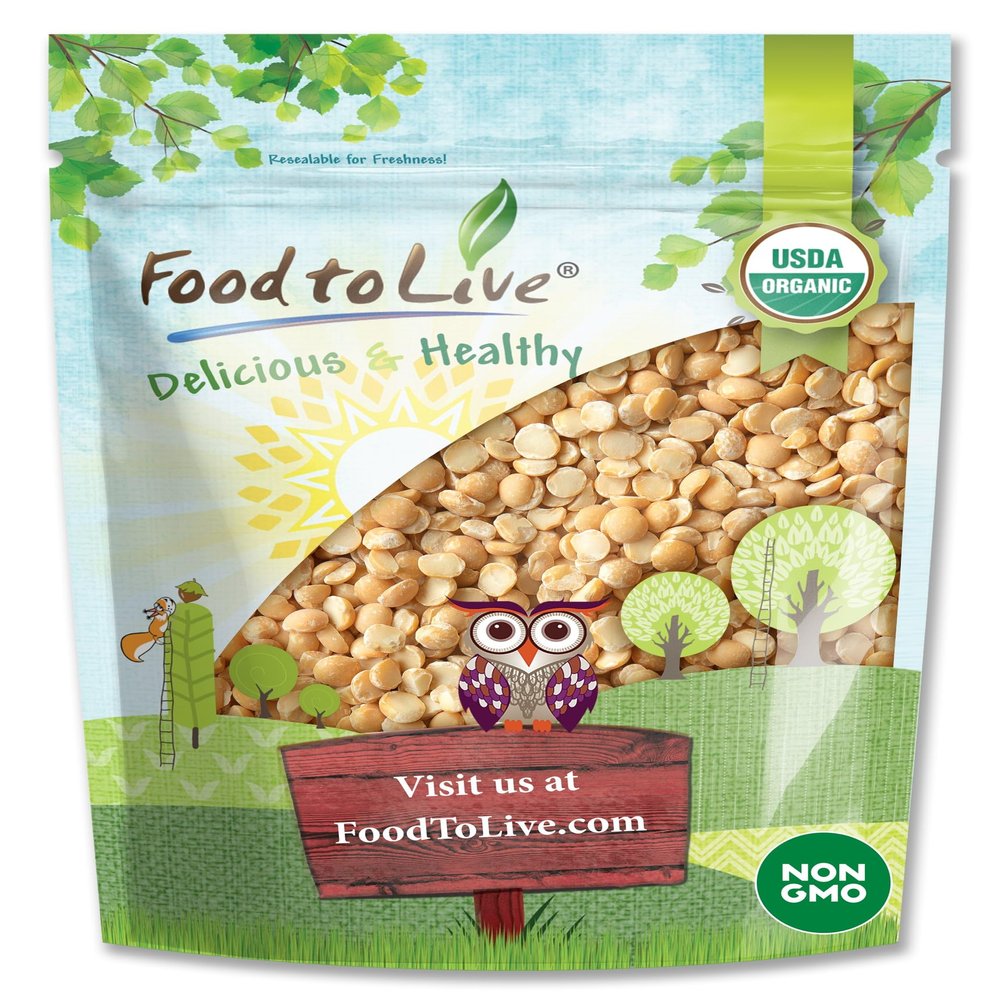 Food to Live Organic Split Yellow Peas, 3 Pounds  Dry Non-GMO Pulses. Legumes in Bulk. Good Source of Protein and Fiber. Easy to Cook. Kosher