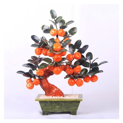 YXIANG56Q Fake Plants Small Artificial Bonsai Tree Natural Jade Orange Tree Bonsai for Home Indoor Decoration Office Windowsill Yard Desktop Display Trees Decor Bonsai Tree, yuqing2022