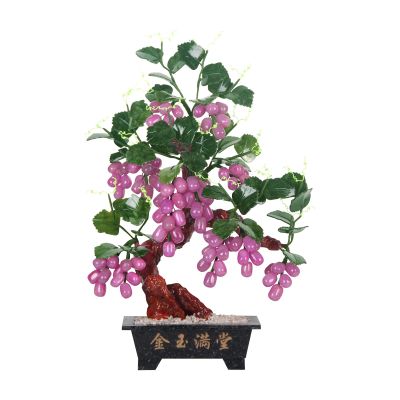 YXIANG56Q Fake Plants Chinese Style Artificial Bonsai Tree Natural Jade Potted Jade Grape Vine Bonsai for Home Decoration Office Windowsill Display Trees Zen Decor Bonsai Tree