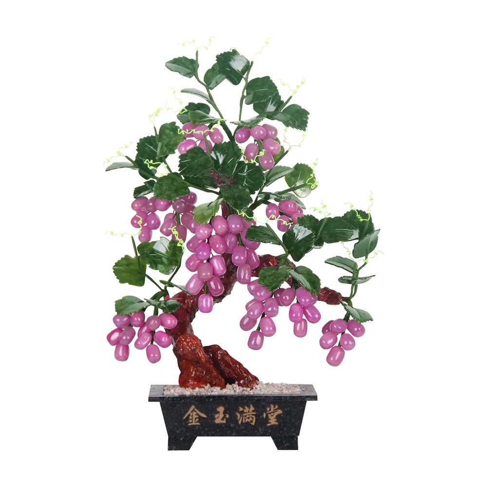 YXIANG56Q Fake Plants Chinese Style Artificial Bonsai Tree Natural Jade Potted Jade Grape Vine Bonsai for Home Decoration Office Windowsill Display Trees Zen Decor Bonsai Tree