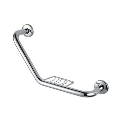 BKBXRSYR Grab Bars Bathroom Safety Grab Bar, Grab Bar Wall-Mounted Bathtub Handrail 135 Degree with Wire Soap Dish Silver Bathroom Handrail Balance Handrail Shower Assist Curved Shower Grab