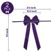 AIMUDI Purple Velvet Bows 6.5" x 15" Purple Bow for Gift Wrapping Velvet Bows for Christmas Tree, Holiday Crafts, Wreath, Garland, Staircase, Home Outdoor Winter Christmas Decorations, 2 PCs view 2