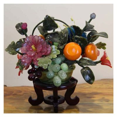 YXIANG56Q Fake Plants Artificial Bonsai Creative Bonsai with Jade Flower and Fruit Basket Fake Plant Decoration - Potted Artificial House Plants for Home DecorIndoor Bonsai Tree, yuqing2022