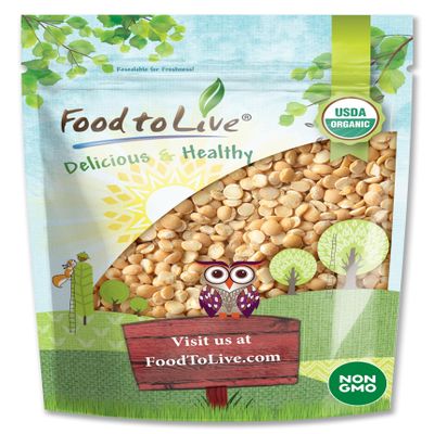 Food to Live Organic Split Yellow Peas, 1 Pound  Dry Non-GMO Pulses. Legumes in Bulk. Good Source of Protein and Fiber. Easy to Cook. Kosher