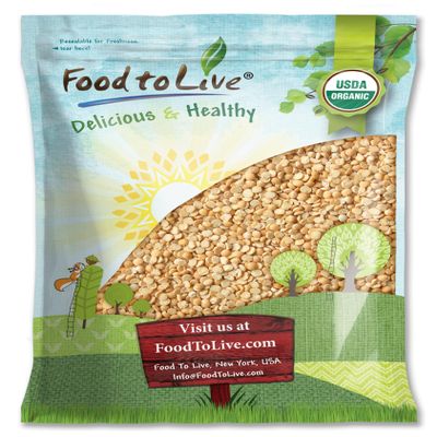 Food to Live Organic Split Yellow Peas, 12 Pounds  Dry Non-GMO Pulses. Legumes in Bulk. Good Source of Protein and Fiber. Easy to Cook. Kosher