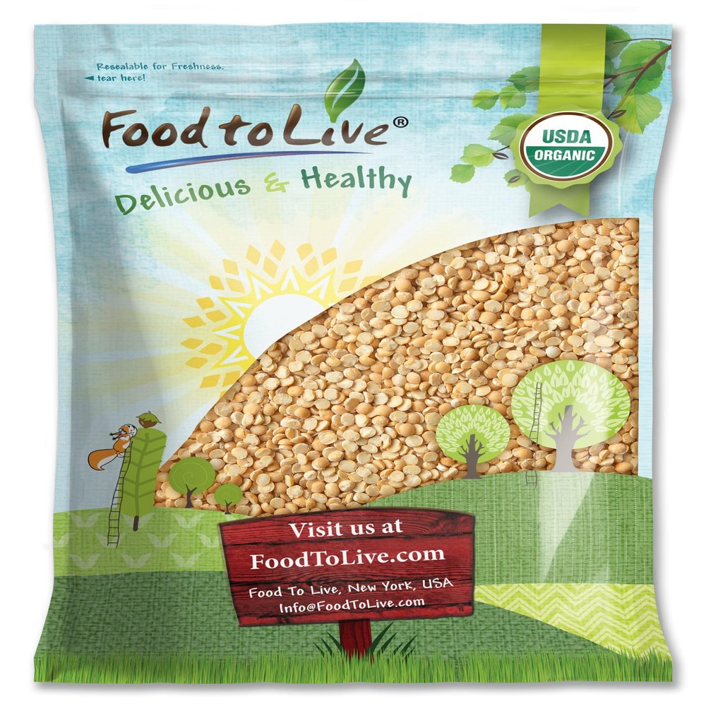 Food to Live Organic Split Yellow Peas, 12 Pounds  Dry Non-GMO Pulses. Legumes in Bulk. Good Source of Protein and Fiber. Easy to Cook. Kosher