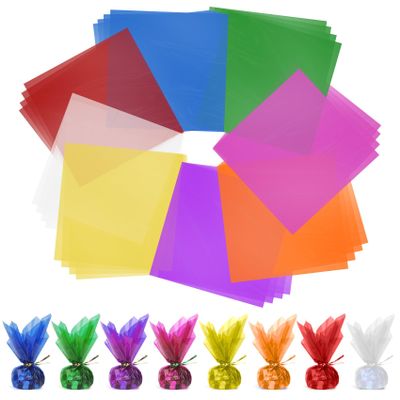 Cellophane Wrap, 120pcs Cellophane Sheets, 8 Multi-Colors Colored Cellophane, 7.5x7.5 Inch Transparent Colored Plastic Wrap, Colored Cellophane Wrap for Christmas Valentine DIY Arts Crafts Decorations