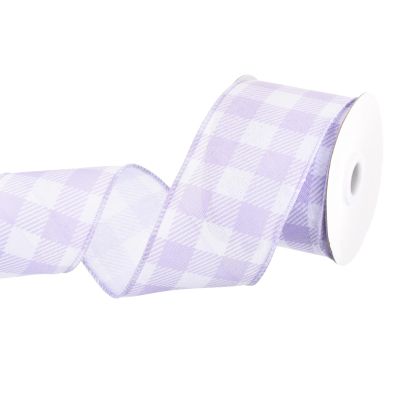 MECCANIXITY Cherry Purple Checkered Ribbon,2.5 Inch x 10 Yards Wired Edge Gingham Ribbon Farmhouse Plaid Ribbon for Gift Wrapping, DIY, Christmas Decoration and Bows Craft