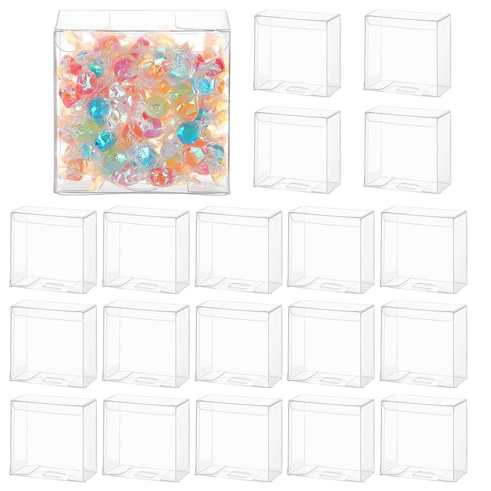 BENECREAT 20Pcs 4.01.94.0 Inches PVC Transparent Boxes, Clear Favor Boxes Gift Boxes for Wedding, Party, and Christmas Gift Packaging