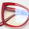 ICARA Cat Eye Crystal Rhinestone Reading Glasses for Women Sparkling Eyewear Frames Female Trendy bling Diamond Reader (Red, 1.25, x) view 2