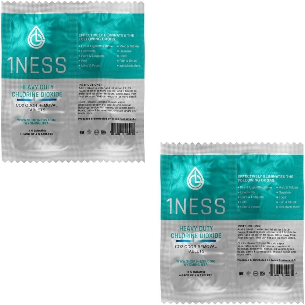 1ness Premium Heavy Duty Chlorine Dioxide Odor Neutralizing Tablets 32g (Pack of 8) Deep Penetrating CLO2 Odor Removal for Home & Commercial Use