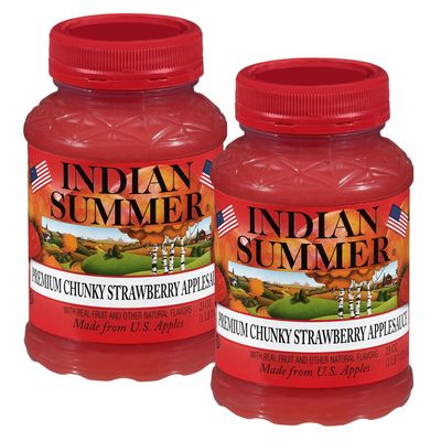 Indian Summer Premium Chunky Applesauce Made from US Apples and American Growers (Strawberry, 23 Ounces Each, Pack of 2)