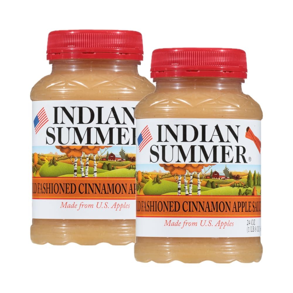 Indian Summer Premium Chunky Applesauce Made from US Apples and American Growers (Cinnamon, 24 Ounce Each, Pack of 2)