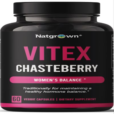 Natgrown Vitex Chasteberry Supplement for Women 1,000 mg - Agnus Castus Chaste Tree Vitex Berry Fruit Extract Capsules - 60 Ct